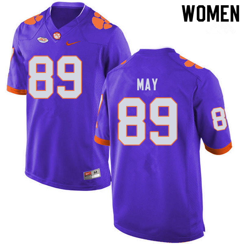Women #89 Max May Clemson Tigers College Football Jerseys Sale-Purple - Click Image to Close